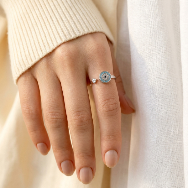 A Mi Hija - Anillo Ojo de la Suerte | Antiestés Giratorio | Ajustable