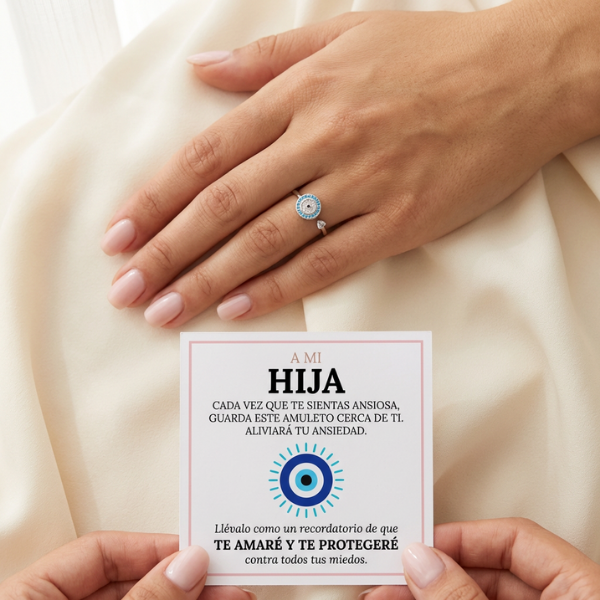 A Mi Hija - Anillo Ojo de la Suerte | Antiestés Giratorio | Ajustable