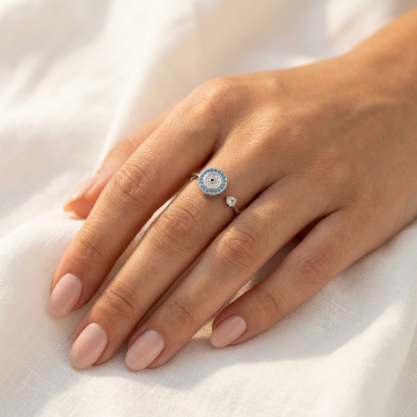 A Mi Hija - Anillo Ojo de la Suerte | Antiestés Giratorio | Ajustable