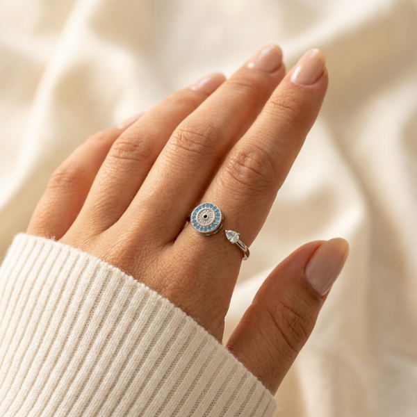 A Mi Hija - Anillo Ojo de la Suerte | Antiestés Giratorio | Ajustable