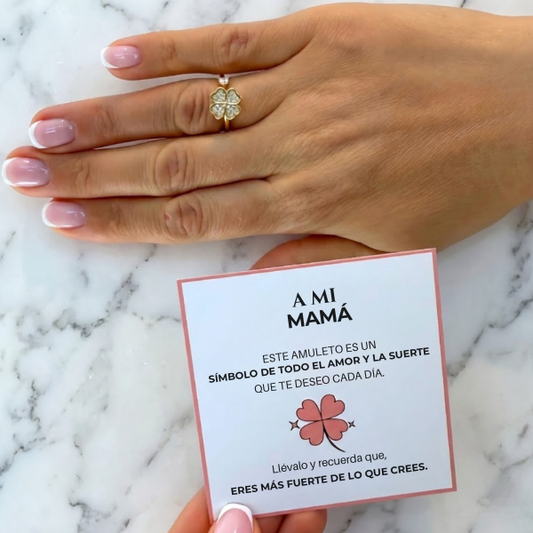 A mi mamá - Anillo Trébol de la Suerte I Anti-estrés Rotativo I Ajustable