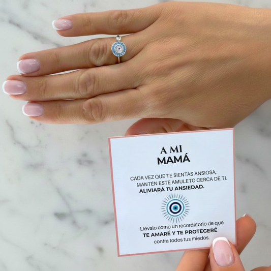 A mi mamá - Anillo Ojo de la Suerte I Anti-estrés Rotativo I Ajustable